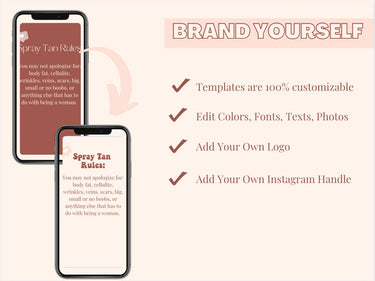75+ Spray Tan Instagram Posts BUNDLE | VOLUME 1: In Feed Posts + Resized For Stories | Editable Digital Downloads | Canva Templates