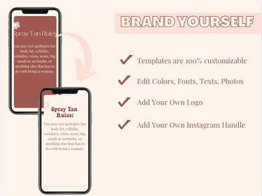 75+ Spray Tan Instagram Posts -VOLUME 1, Editable Social Media Graphics, Canva Templates, Business Marketing, Sunless Artist, Branding