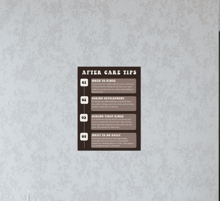 Spray Tan After Care Tips Salon Wall Poster - Wall Decor Print Online
