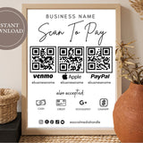 Scan To Pay Card, QR Code Sign, Printable Payment Sign, Venmo Payment Card, Editable Canva Template, PayPal Sign for Small Business, Digital