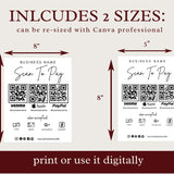 Scan To Pay Card, QR Code Sign, Printable Payment Sign, Venmo Payment Card, Editable Canva Template, PayPal Sign for Small Business, Digital