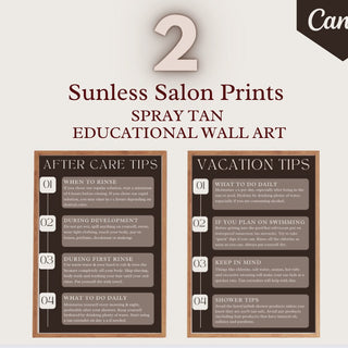 2 Spray Tan Educational Wall Art Digital Prints - Wall Decor Artwork