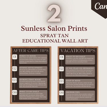 2 Spray Tan Educational Wall Art Digital Prints - Wall Decor Artwork