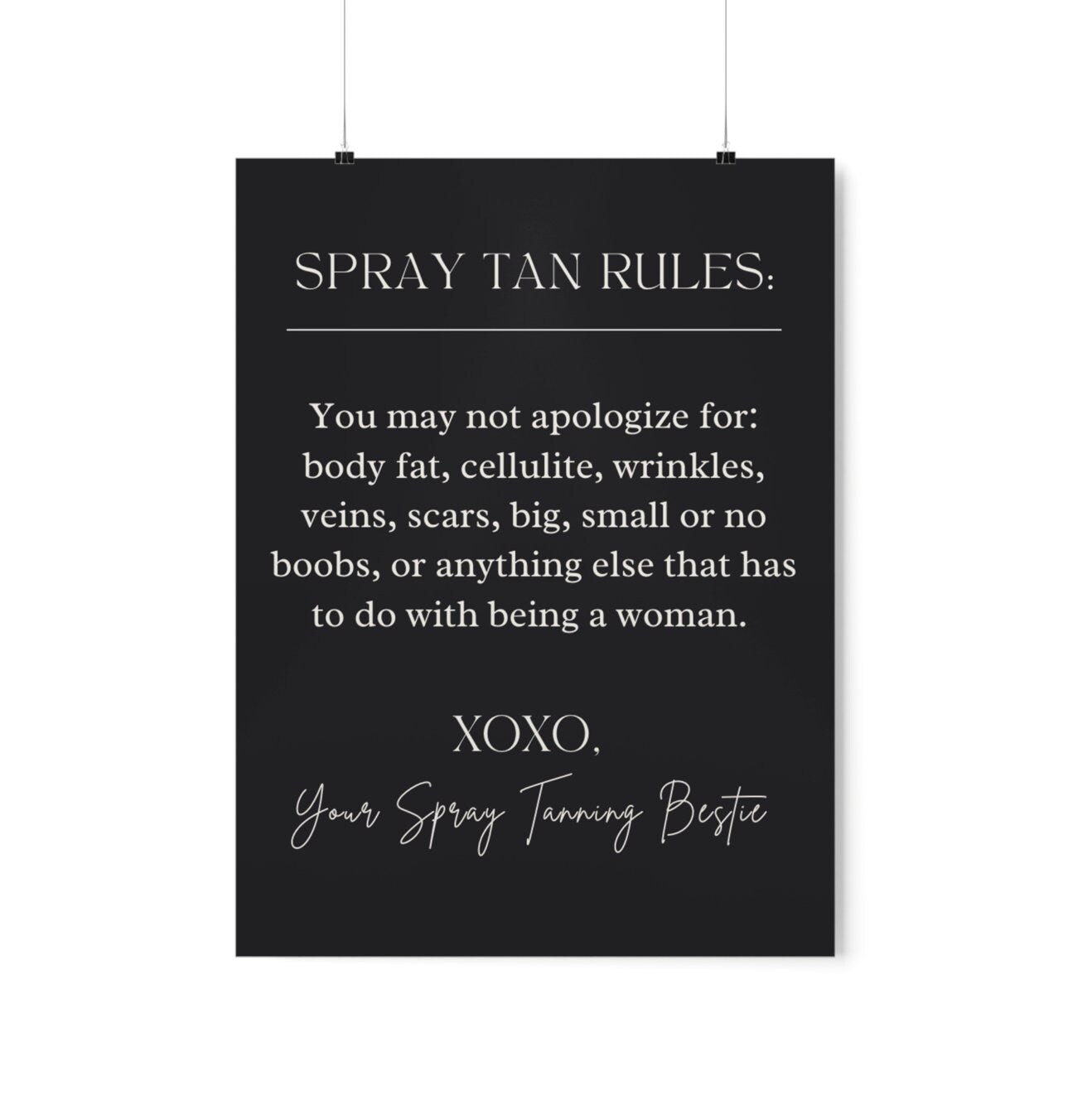 Spray Tan Rules Salon Wall Poster - Wall Decor Wall Print Online
