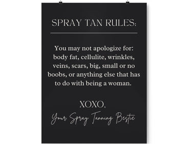 Spray Tan Rules Salon Wall Poster - Wall Decor Wall Print Online