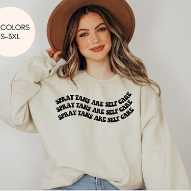 Spray Tans Are Self Care Crewneck, Size S-5XL, Sunless Professional, Spray Tan Clothing, Spray Tan Uniform, Spray Tan Sweatshirt