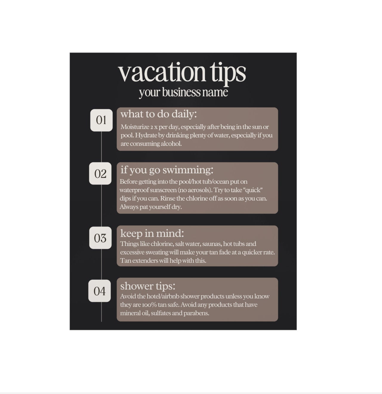 Vacation Care Tips Wall Poster - Wall Decor Digital Print Online
