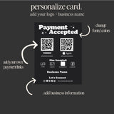 Payment Accepted Card, QR Code Sign, Printable Payment Sign, Venmo Card, Editable Canva Template, PayPal Sign for Small Business, Digital
