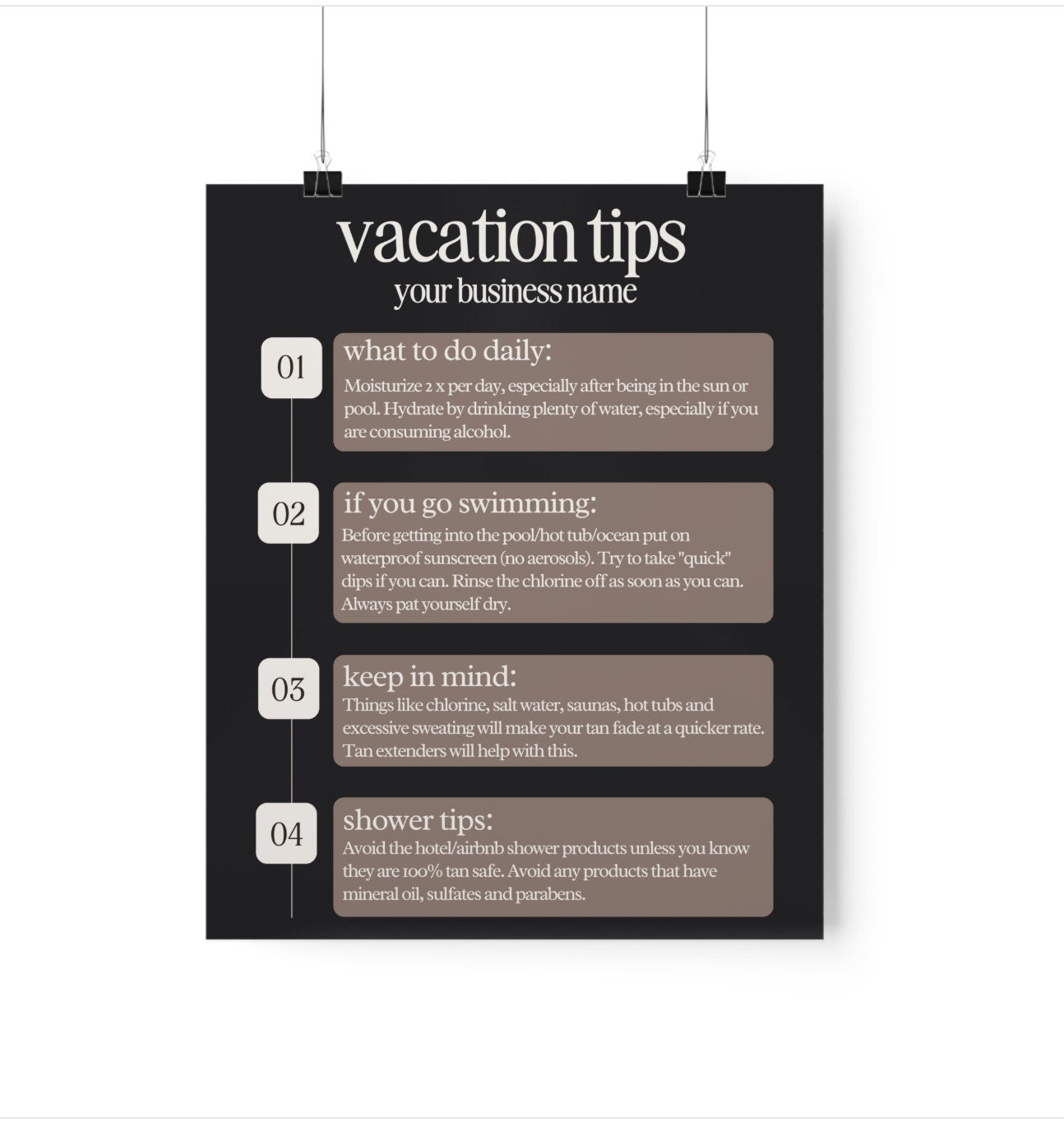 Vacation Care Tips Wall Poster - Wall Decor Digital Print Online
