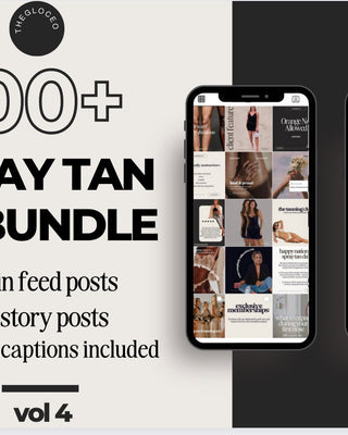 100 + Spray Tan Instagram Posts BUNDLE, Volume 4: IG In-Feed Posts + Resized IG Stories + Captions Included, Editable Canva Templates