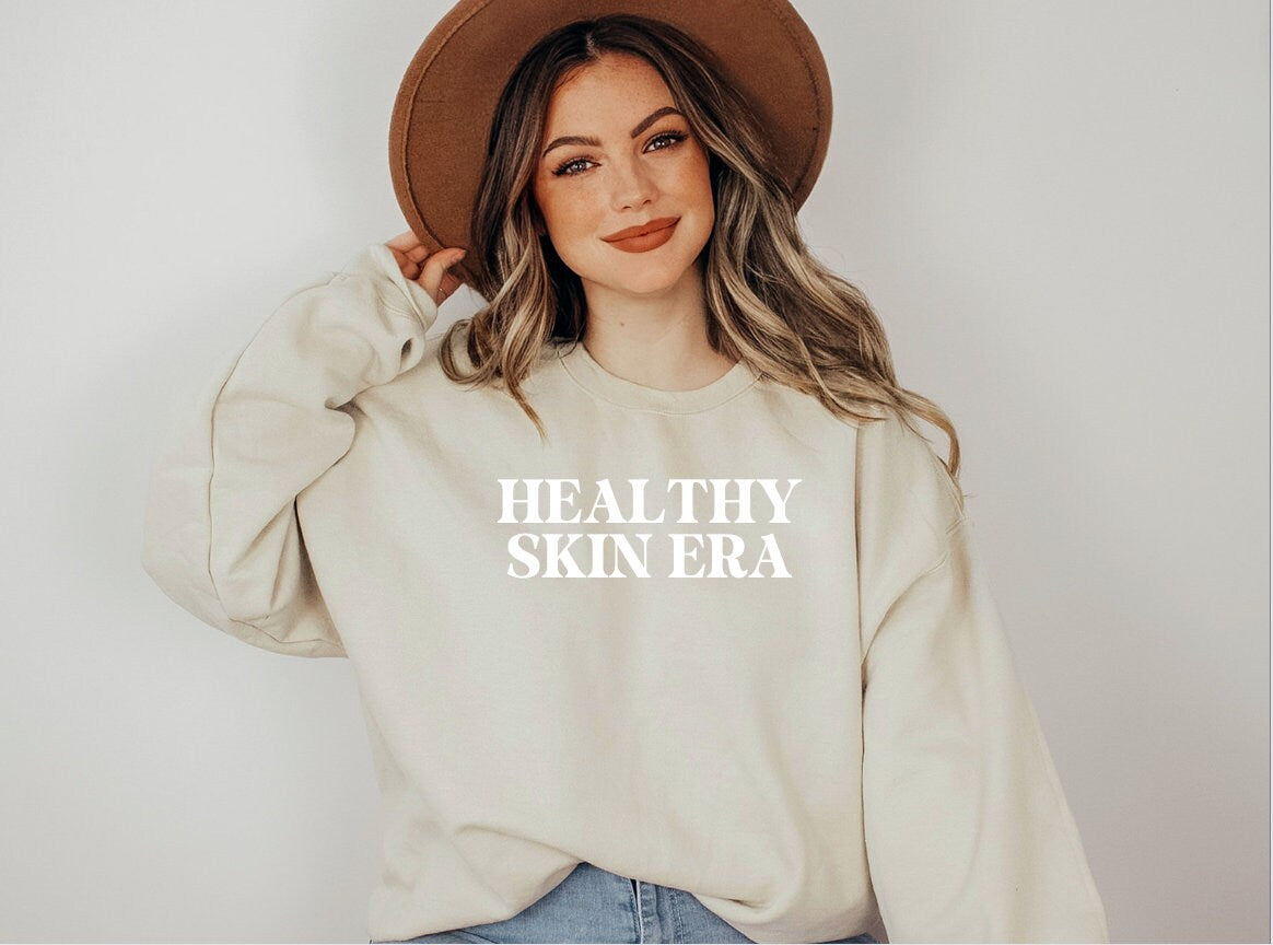 Healthy Skin Era Printed Crewneck Sweatshirt - Winter Top For Women's