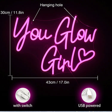 You Glow Girl Neon Light Up Sign - Wall Decor LED Light Online 