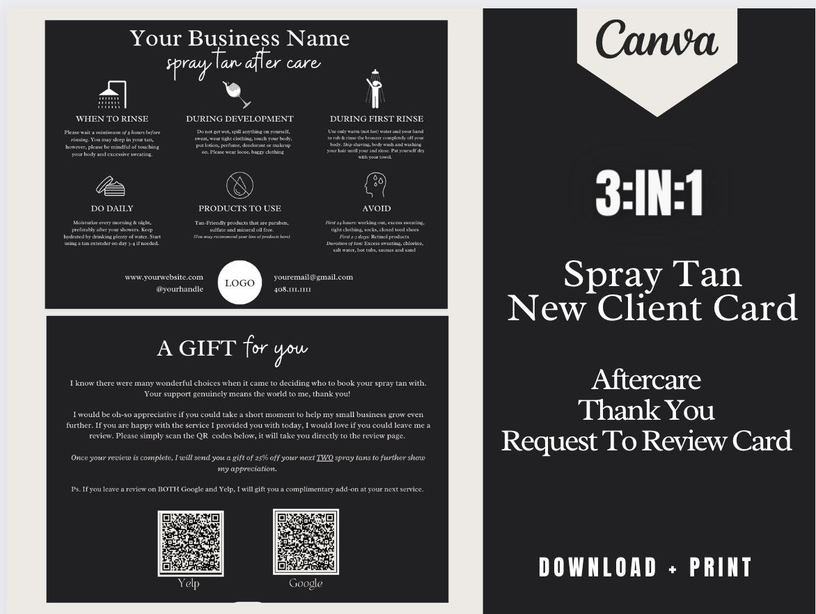 3-IN-1 Spray Tan New Client Business Card Template Online