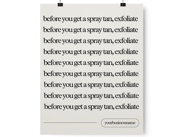 Spray Tan Poster Exfoliate Before Spray Tan Poster, Spray Tan Studio Decor, Spray Tan Salon, Premium Posters, Sunless Tanning Wall Art
