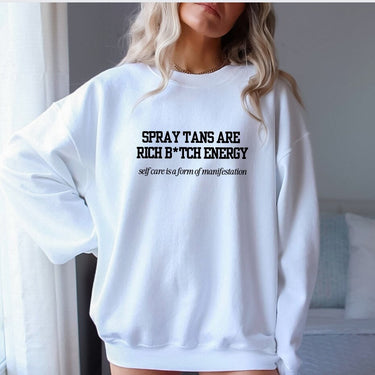 Spray Tans Are Rich B*tch Energy Sweatshirt, Comfort Colors®1566, Spray Tan Artist Crewneck, Gift For Spray Tanning Lady, Sunless Tanning